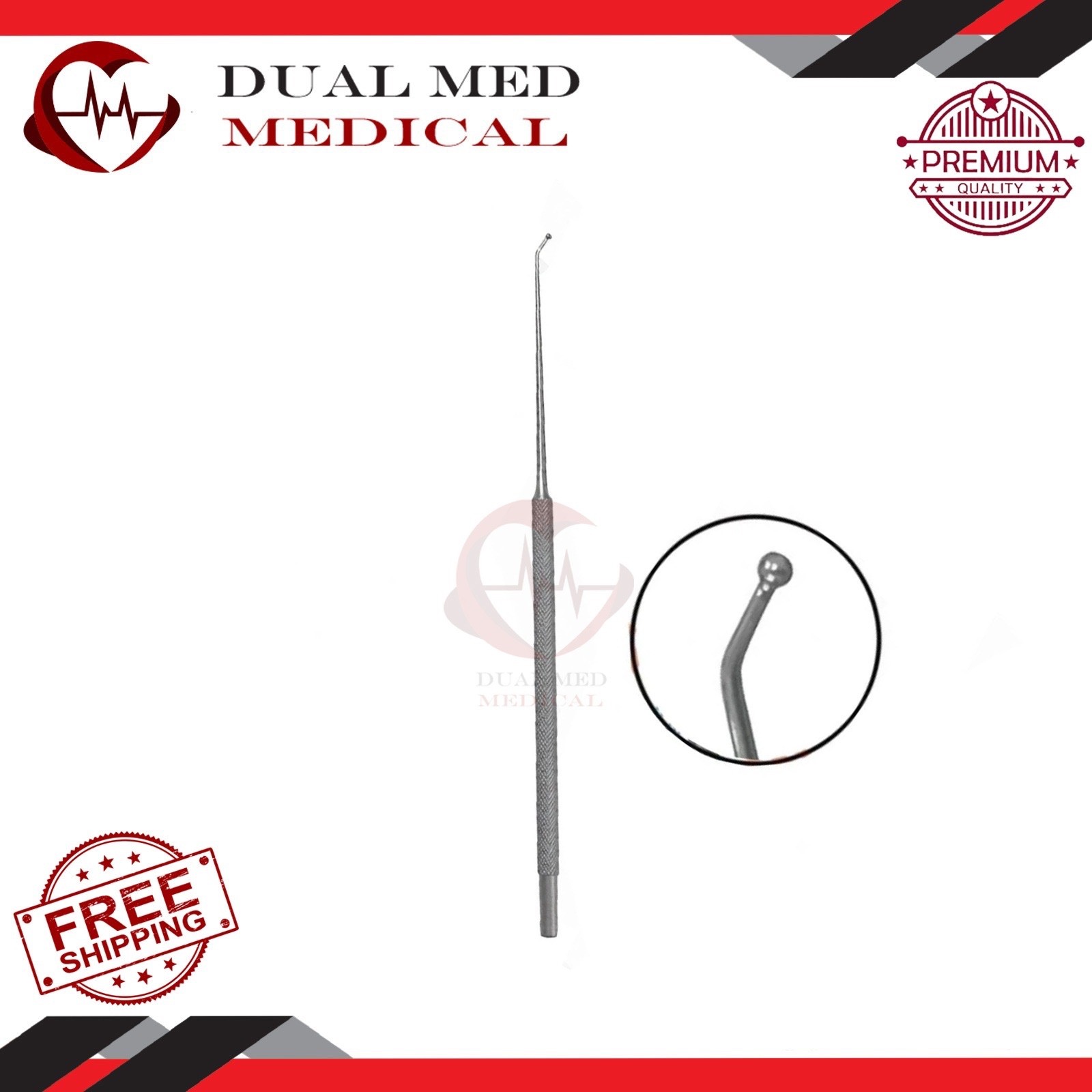 Micro Antrum Ball Probe 45° Angled 6.5″ Round Tip ENT & Neuro Surgical Instrumen