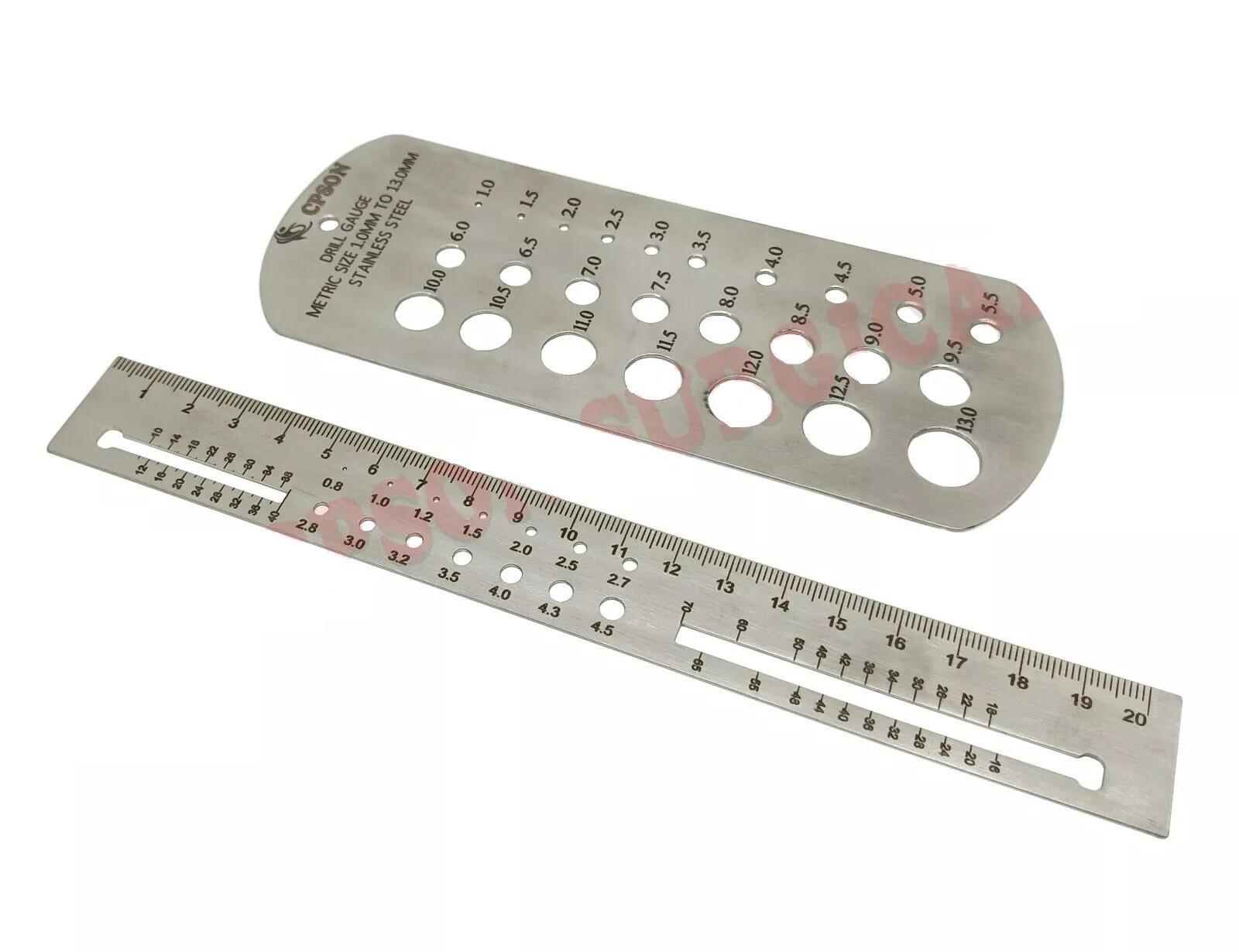 Orthopedic Combo of Measuring Drill & Screw Gauge for Drill Bit, K Wire, Pin