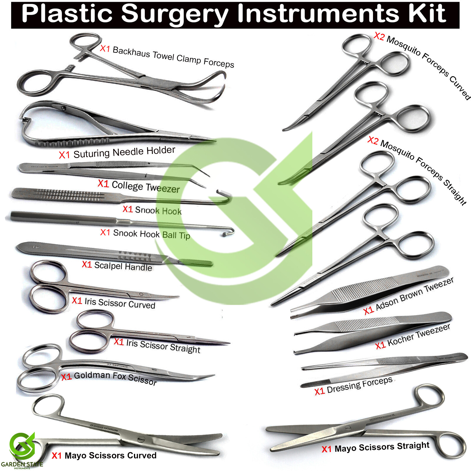 Veterinary Plastic Surgery Instruments Tray Set Kit Canine Feline Spay Pack CE