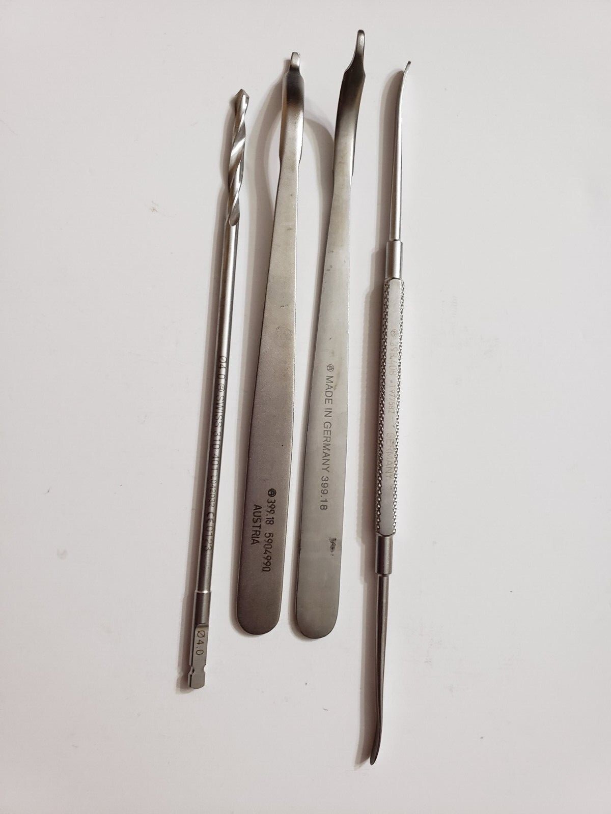 Lot Of 4 Swiss Double-Ended Elevator, Retractors,Othro Drill Bit 398.408