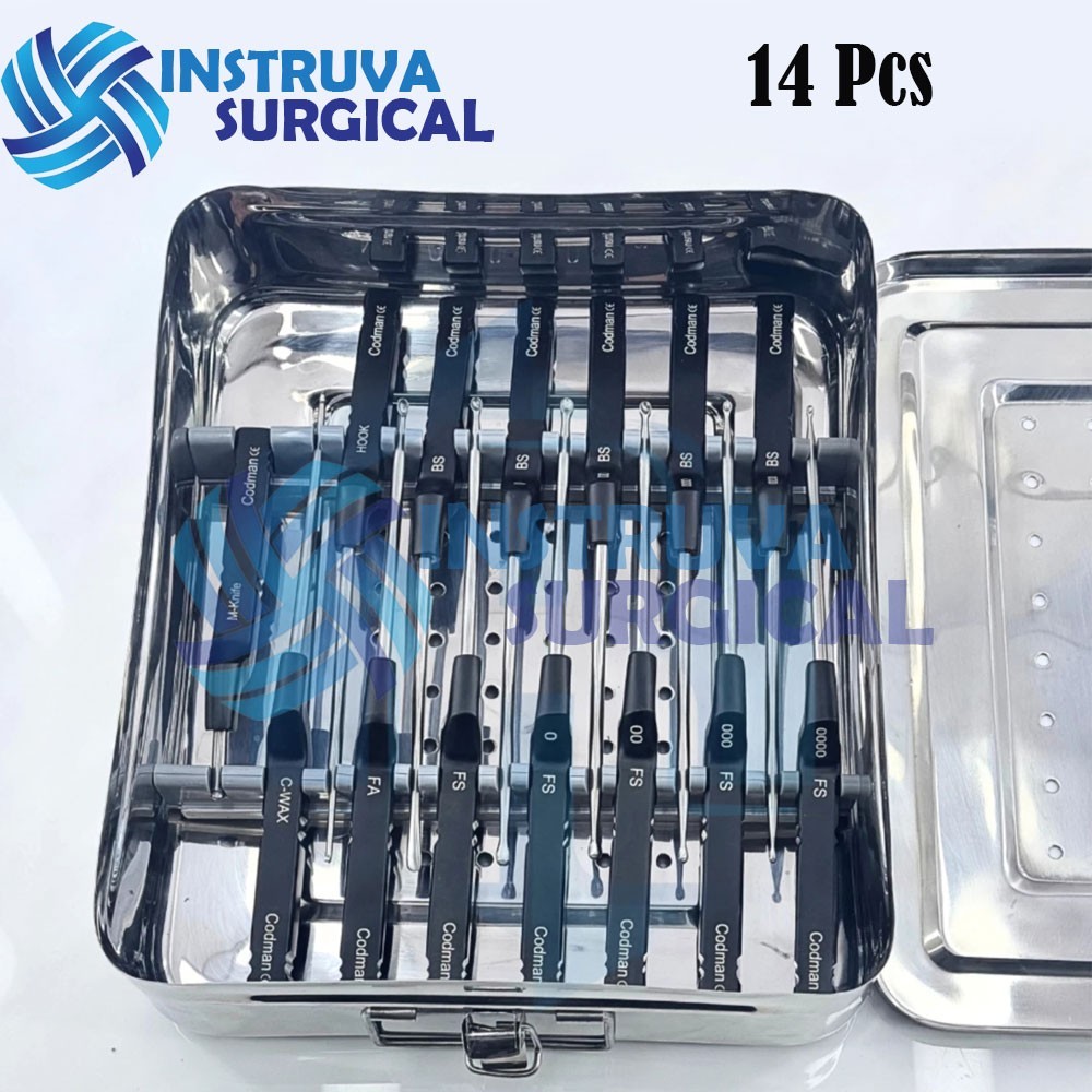 Karlin Style Lumbar Bayonet Curettes Set (14 Pcs) Microdiscectomy Instruments