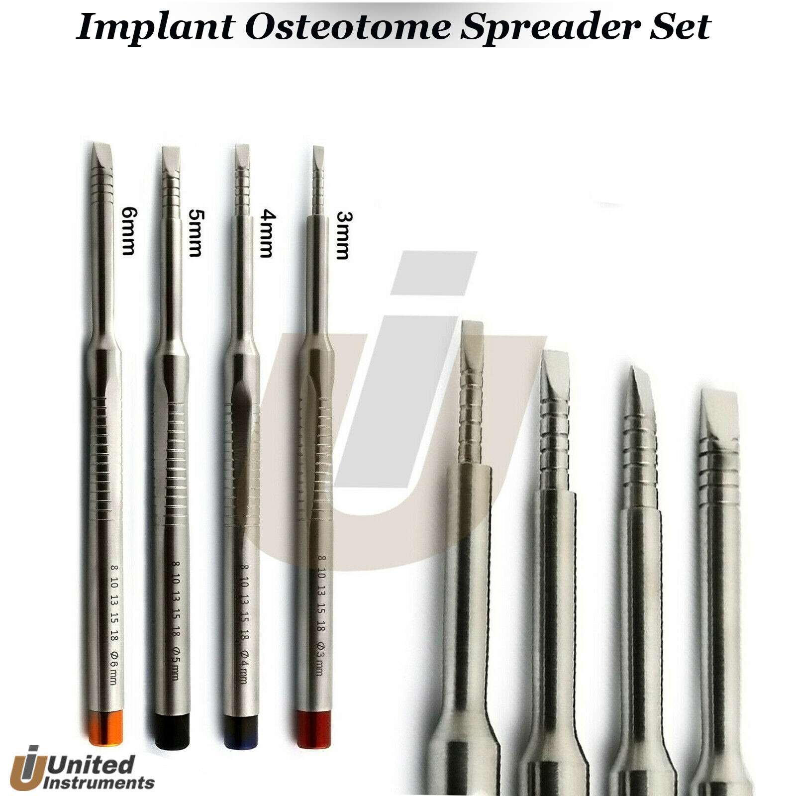 Set Of 7 Dental Implant Spreader Chisel Bone Grinder Crusher Mallet Hammer Nylon