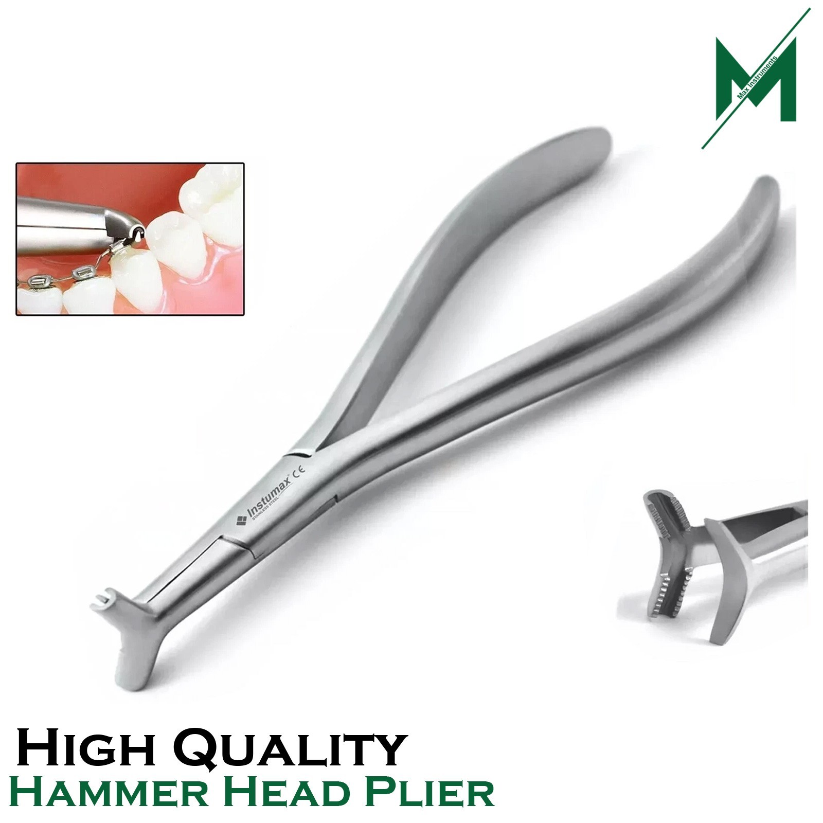 NITI Cinch Back Slim Hammer Head Plier Dental Serrated Tip Wire Forming Pliers