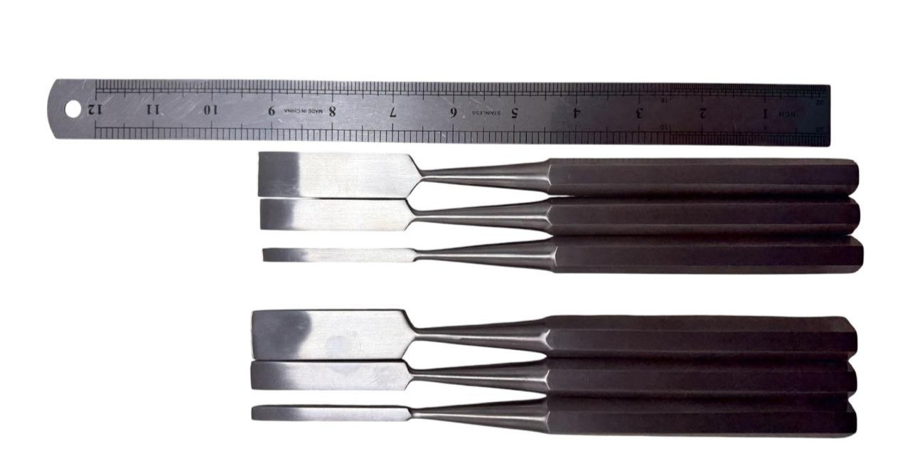Surgical Instrument Set – 3 Osteotomes + 3 Chisels (Total 6 pcs) Brand New