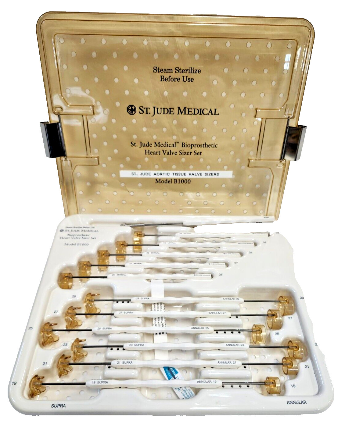St. Jude Medical B1000 Bioprosthetic Heart Valve Set Sizer w/ Tray