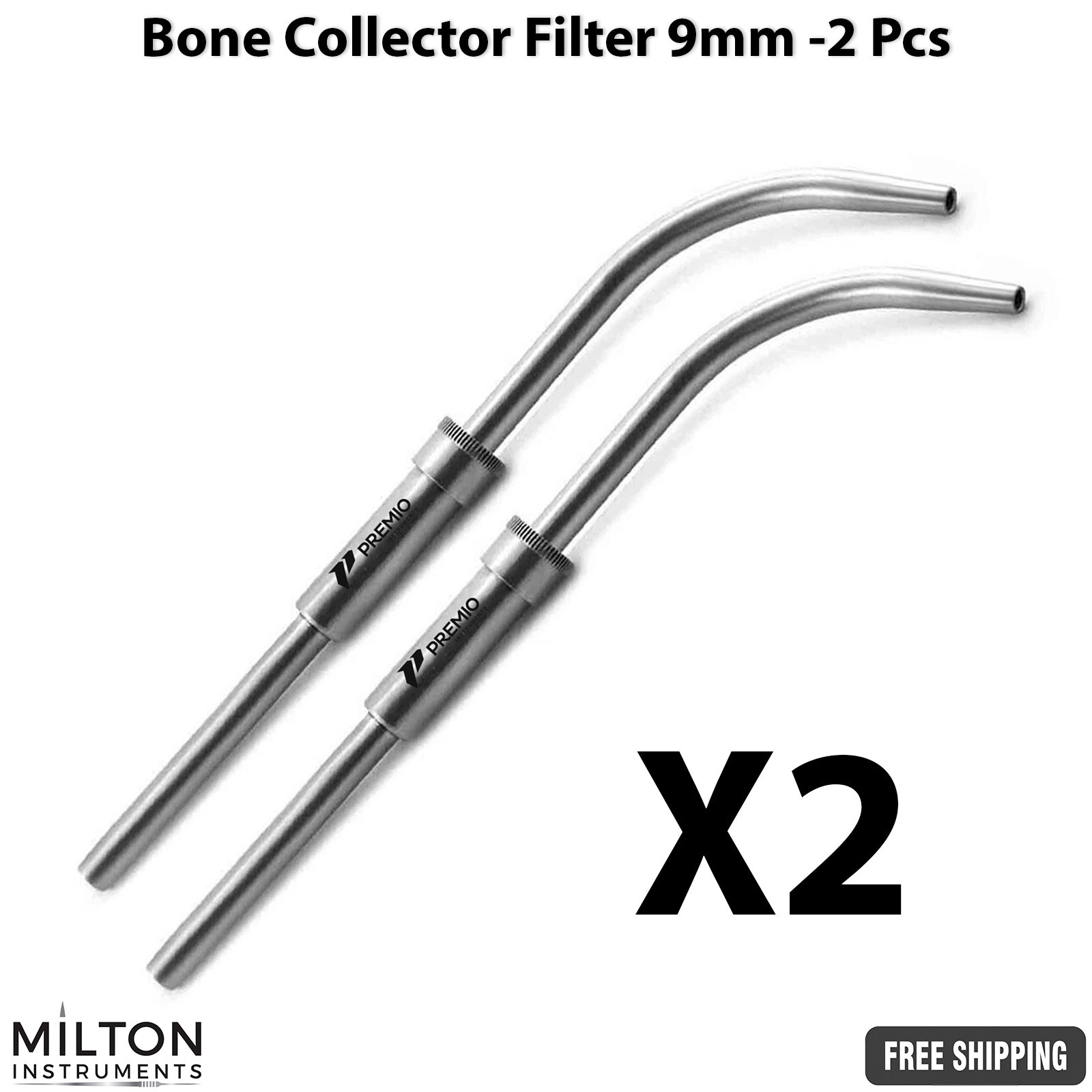 Set of 2 Dental Bone Collector 9mm Filter Implant Surgical Aspirator Tool