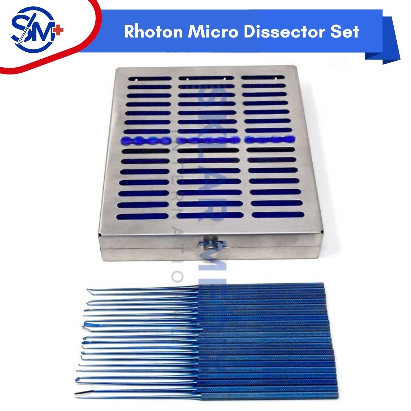 Rhoton Micro Dissector Expanded Set 20 Pcs Neurosurgery blue Coating Instruments
