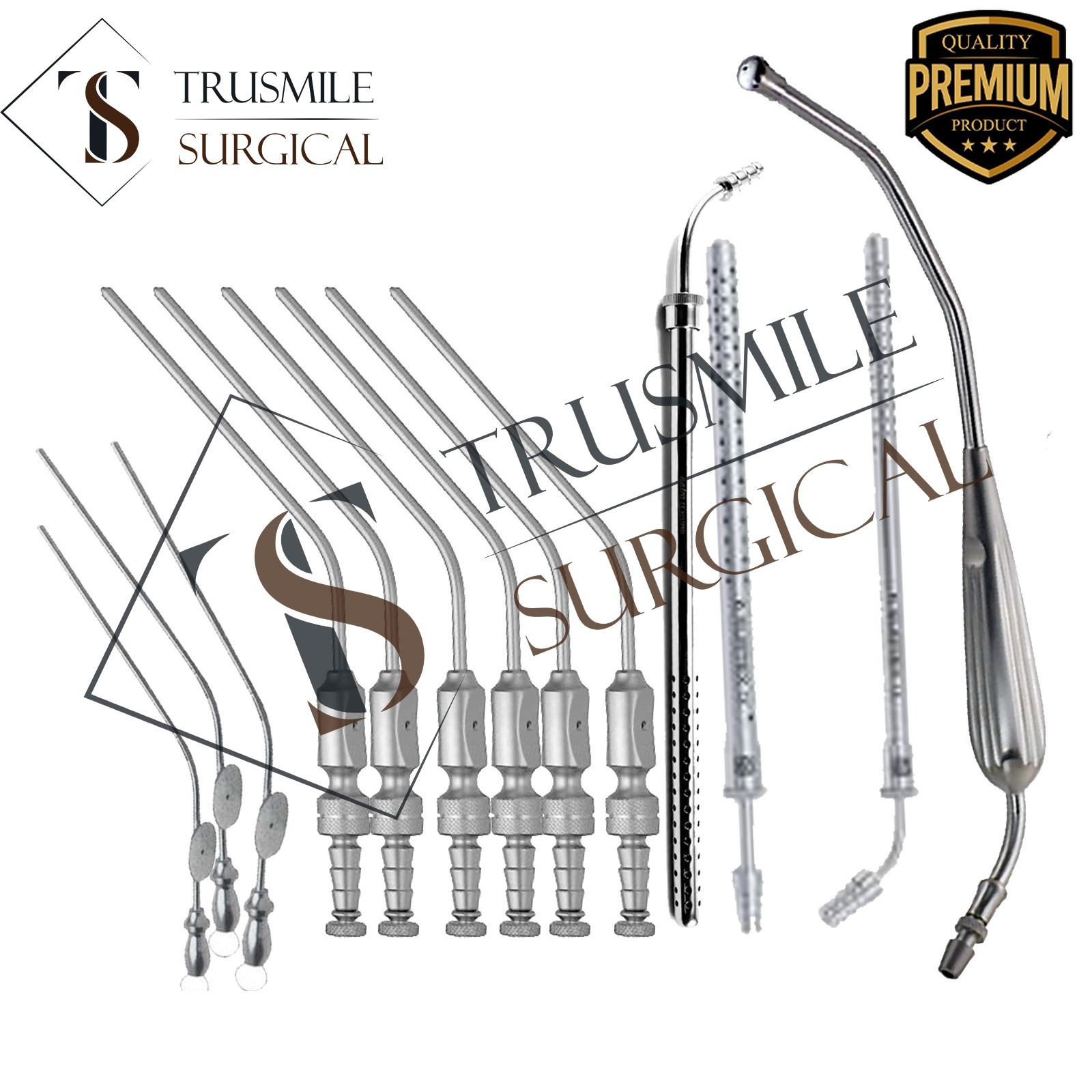 13 Pcs Surgical Suction Cannula Frazier Tip Poole Tube Yankauer Tube Baron tube