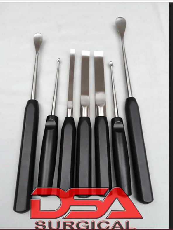 Periosteal Elevator Chisels Bone Curette Orthopedics Spine Instruments 7 PCS Set