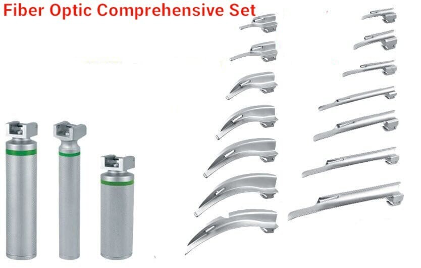 17 PCS Laryngoscope Fiber optic Comprehensive set WITH 3 type of Handles
