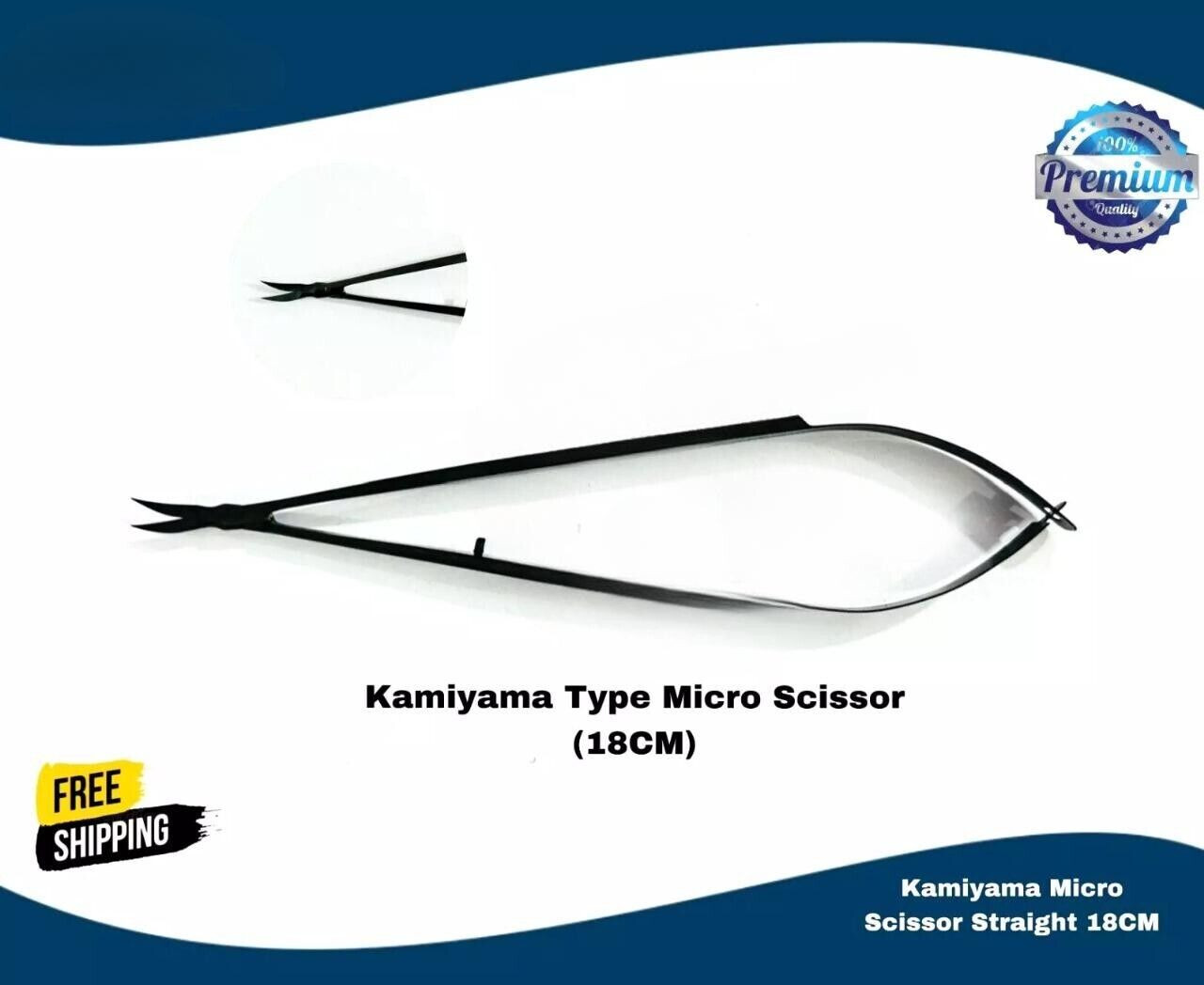 1 Pcs Kamiyama Black Plasma Micro Scissors 18cmStraight Handle Free shipping US