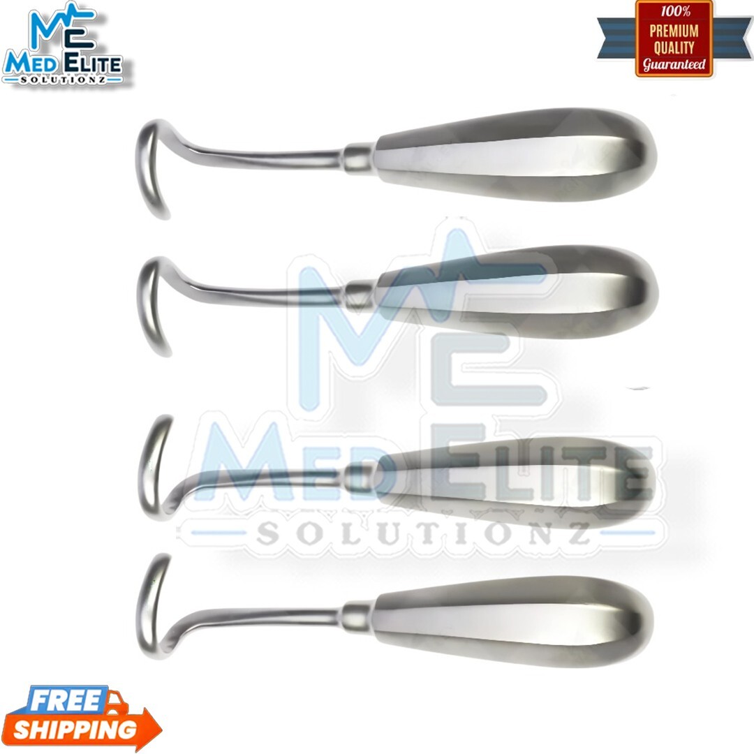 4Pcs Doyen Rib Costal Elevator Raspatory Cardio Child &Adult Left/Right Stainles