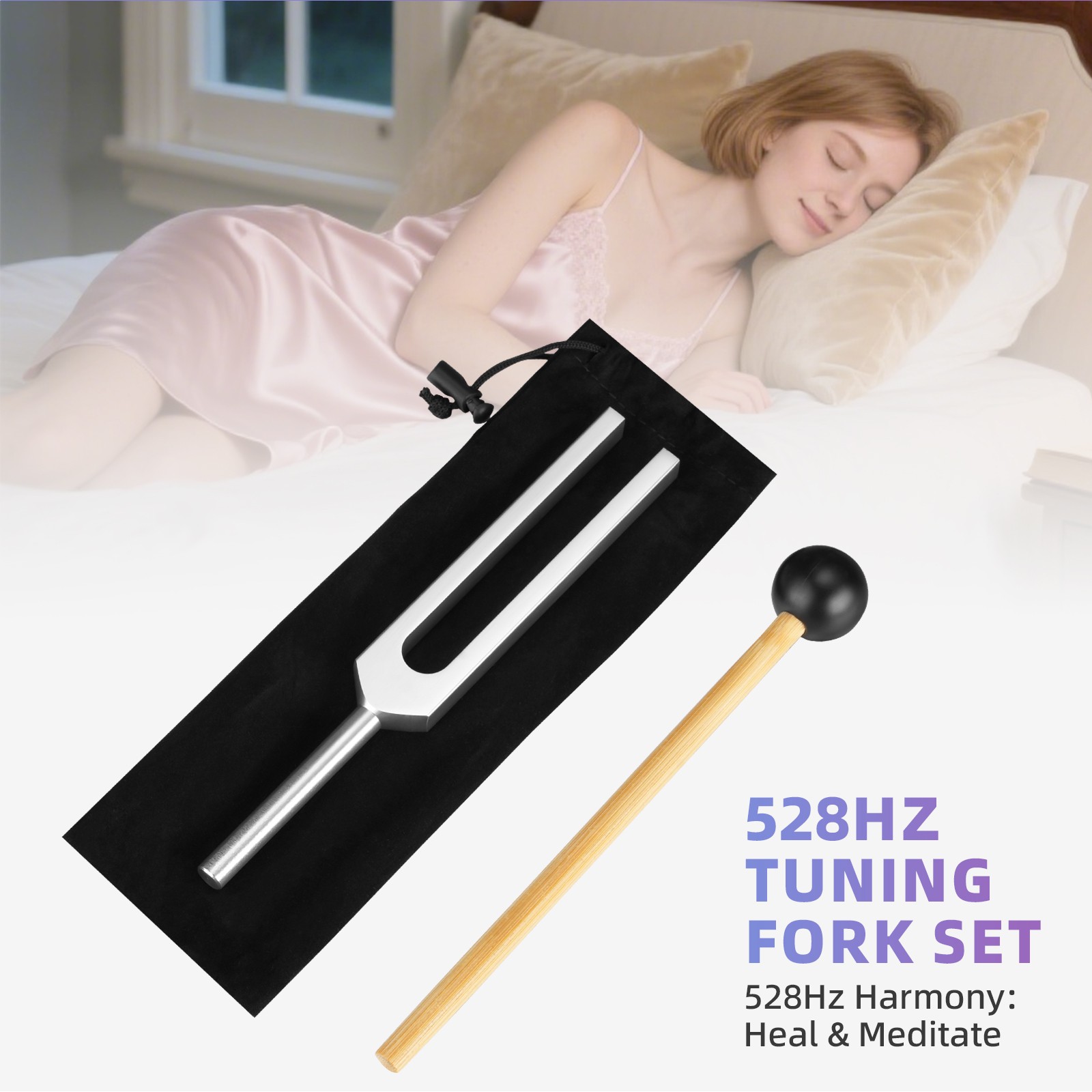 528Hz Healing Tuning Fork With Silicone Hammer Sound Therapy Musical Instrument