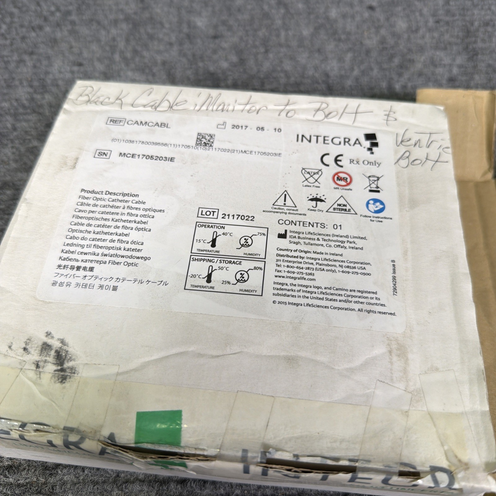 F234 Integra Natus Camino CAMCABL Fiber Optic Cable