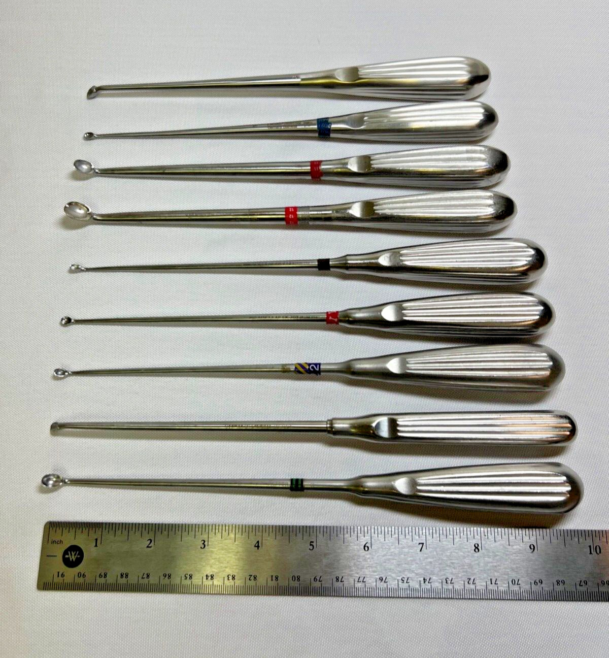 Set Of 9 V.Mueller Aesculap Codman Bone Curettes Spinal Orthopedics