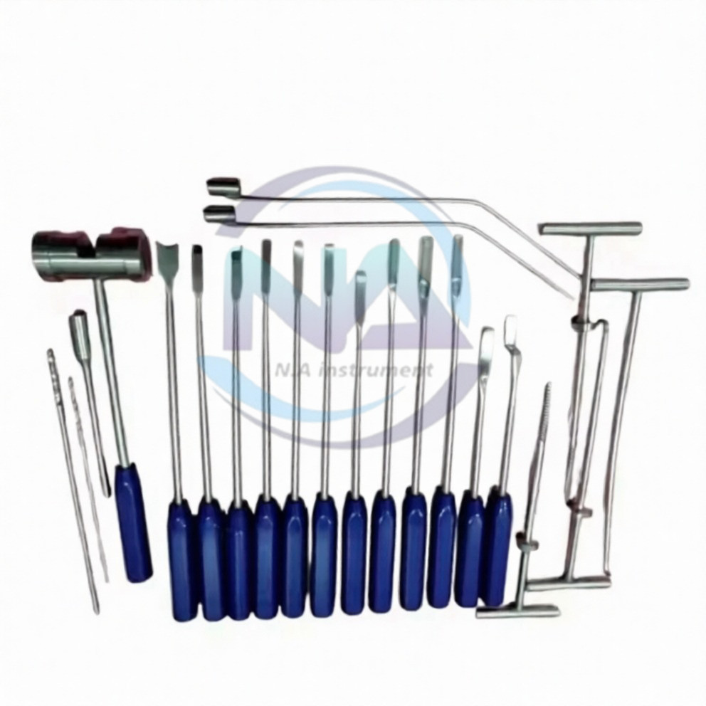 Mueller-Type Cement Removal Instruments Titanium Blue Set of 22 Pcs Orthopedic