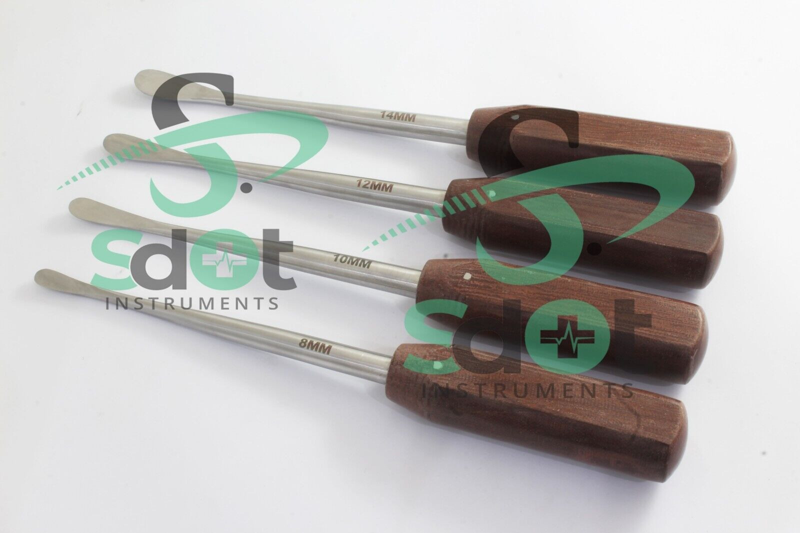 Cobb Spinal Elevator Fiber Handle 8mm 10mm 12mm 14mm 4 PCs Set By SdOt