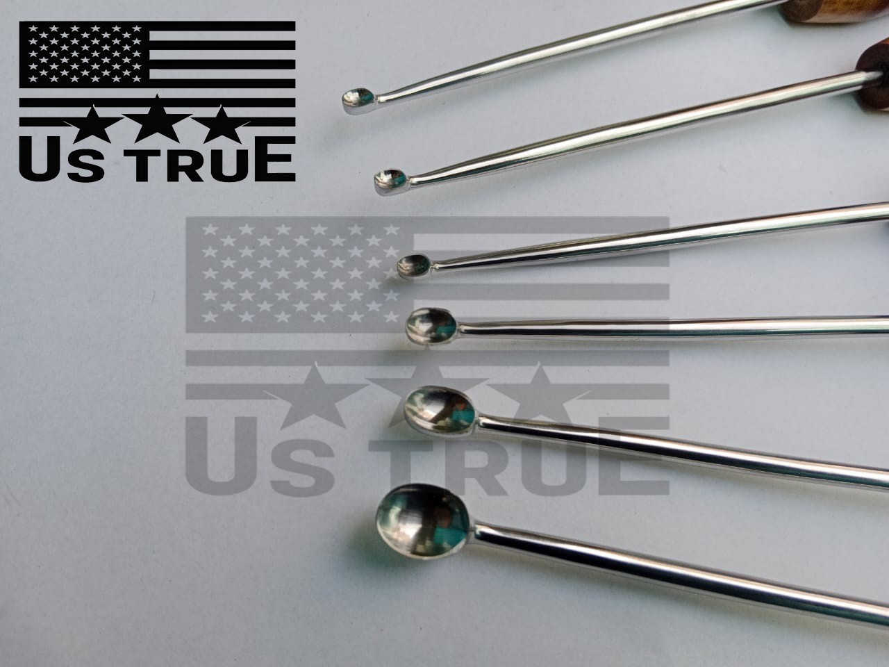 Set of 6 Pcs Halle Bone Curette Fiber Handle Orthopedic Surgical Instruments