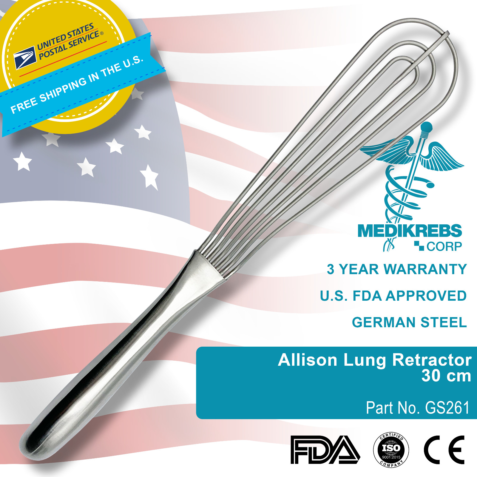Allison Lung Retractor 30 cm Surgical Instruments OR Grade German Steel