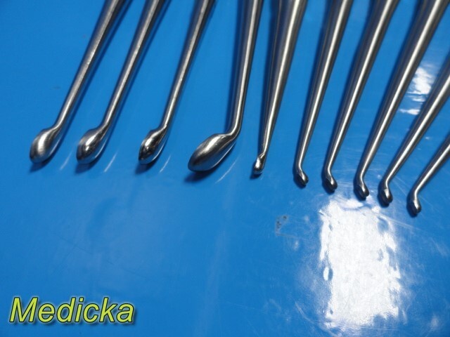 10X Aspen Symmetry Assorted Epstein; Bruns & Spinal Fusion Bone Curettes ~ 35751