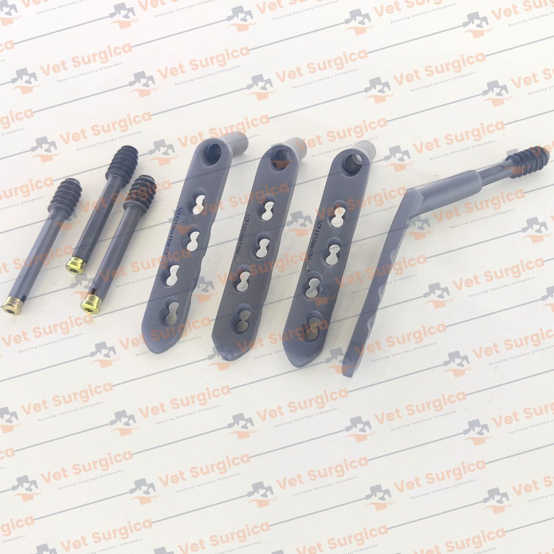 DHS 4.5/5.0mm Safety Locking Plate 3 Hole with Leg Screw 80 to 95mm 8 Pcs Set Ti