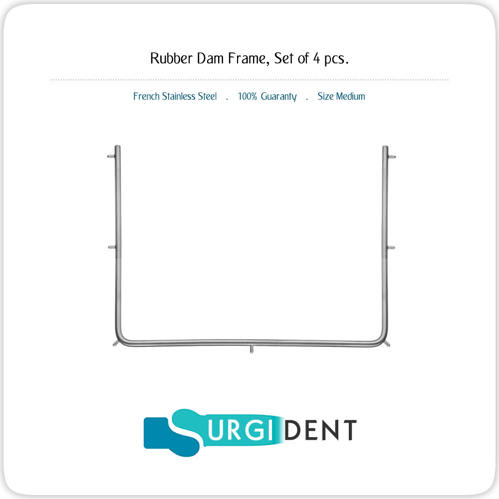 RUBBER DAM FRAME MEDIUM 5″ X 5″ DENTAL INSTRUMENTS STAINLESS STEEL *SET OF 4*