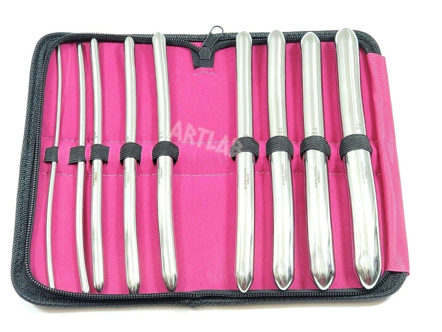 Premium German Hegar Dilator Sounds Set 9 Pcs Ultra Smooth Finish Double Ended,