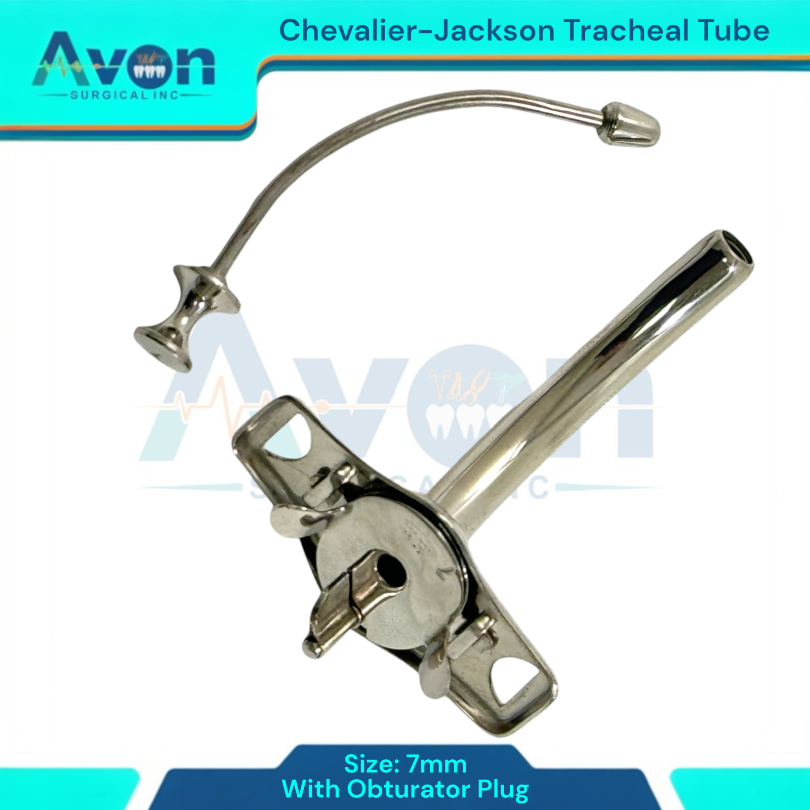 Jackson Tracheal Cannula Tube with Obturator Plug, Metal, Tracheostomy Tool, 1pc