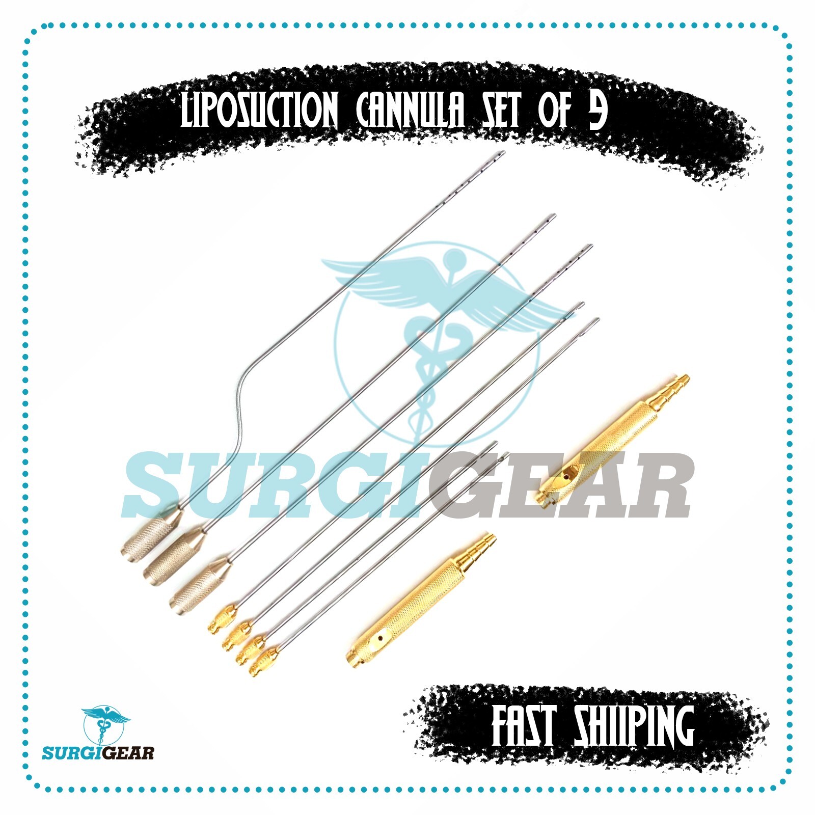 Liposuction cannulas Set of 9 pcs plastic surgery instruments