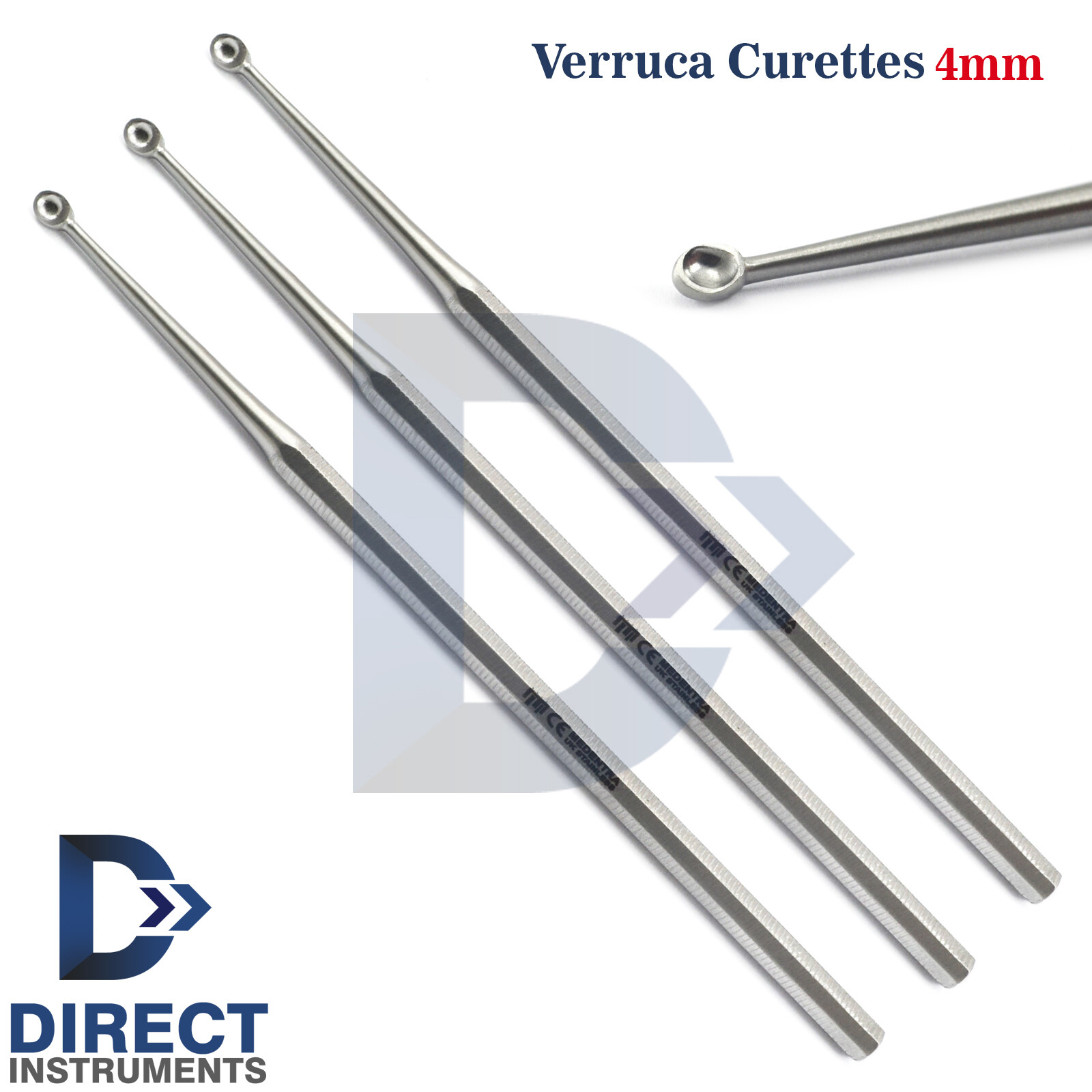 Surgical Dermal Verruca Curette 4mm Skin Treatment of Plantar Ear Nail Elevators