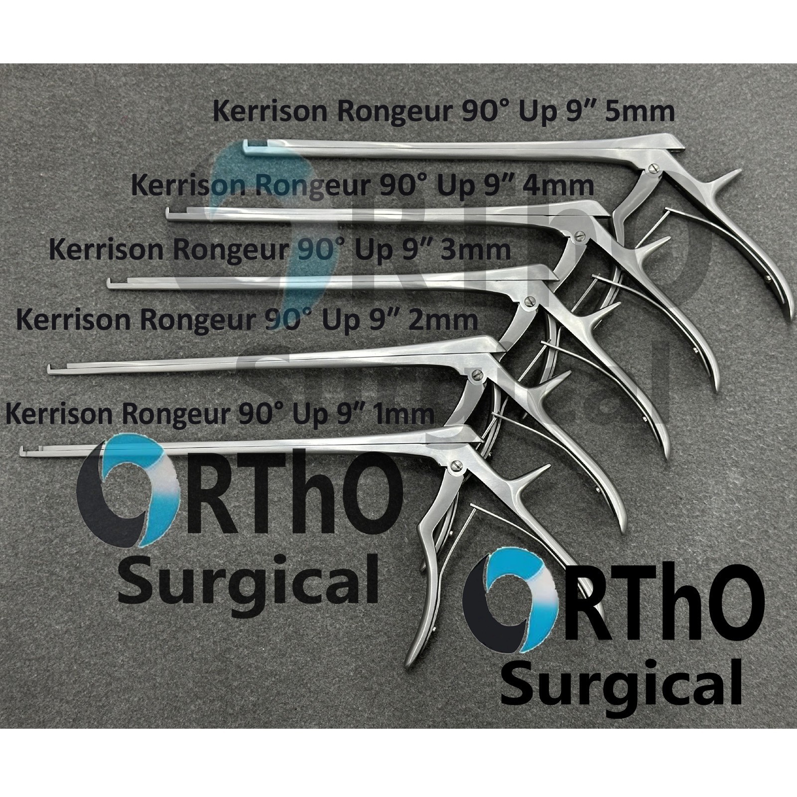Kerrison Rongeur Set of 5 Pcs 90° Up 1 to 5mm 9″ Length Orthopedic Instruments,