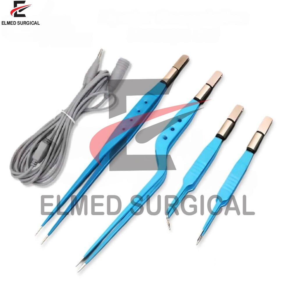 Bayonet US Bipolar Forceps Insulated Set Coagulating, With Reusable Cables