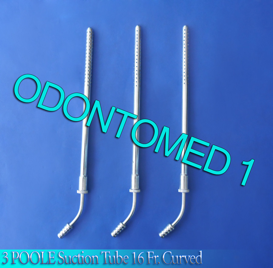 3 Poole Suction Tube 16 Fr Curved Surgical Medical Instruments