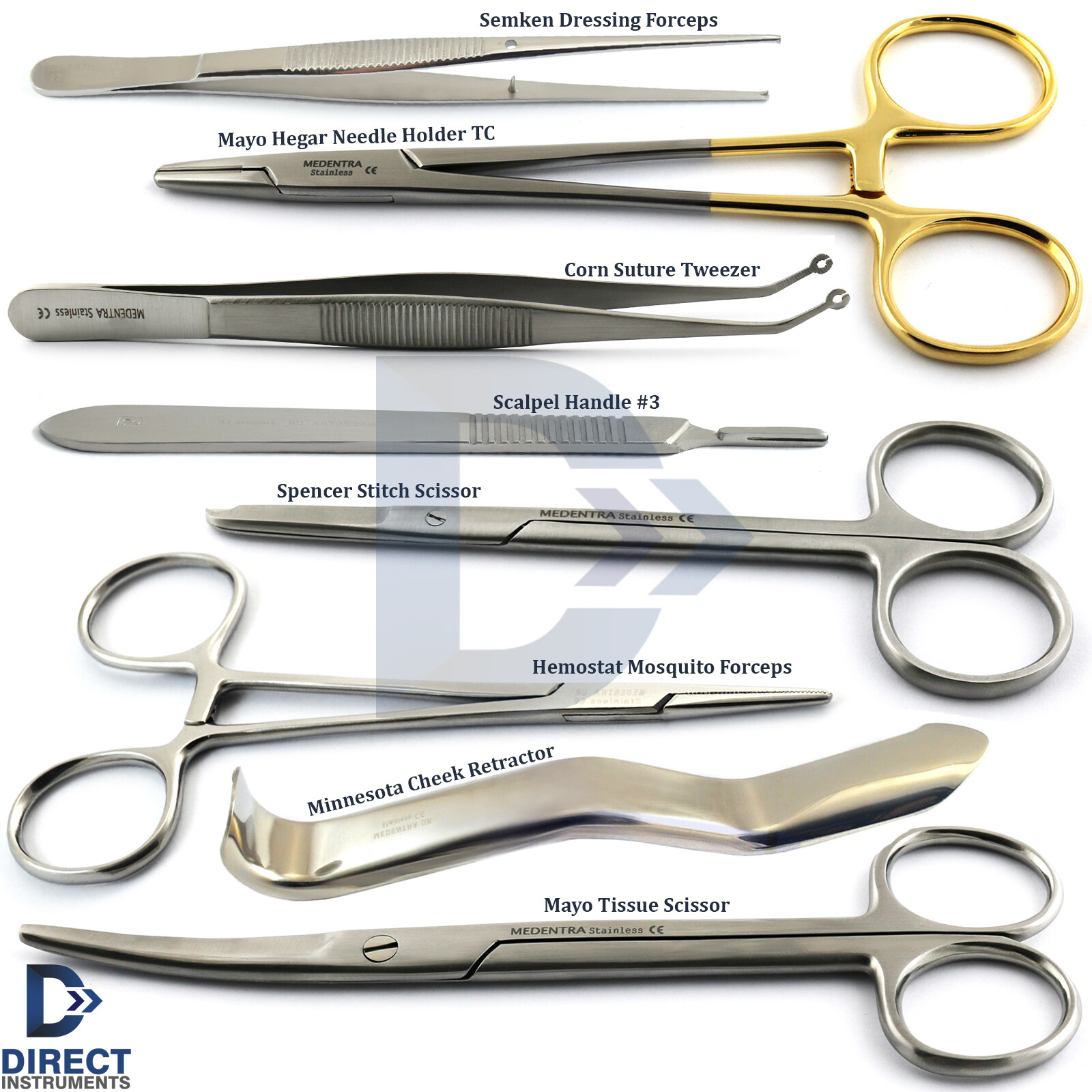 Universal Surgical Instruments Set Tissue Suture Scissors Needle Holder Forceps