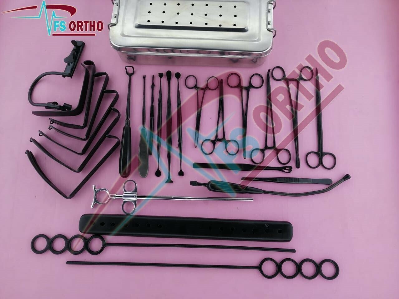 Tonsillectomy 27 pcs and Adenoidectomy Surgical Instruments Set Black Coated