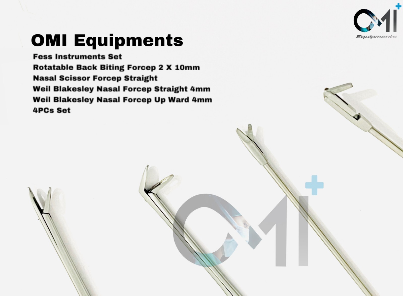 Fess Instruments 4 PCs Set Endoscopic Sinus Surgery ENT Instrument Set By OMI