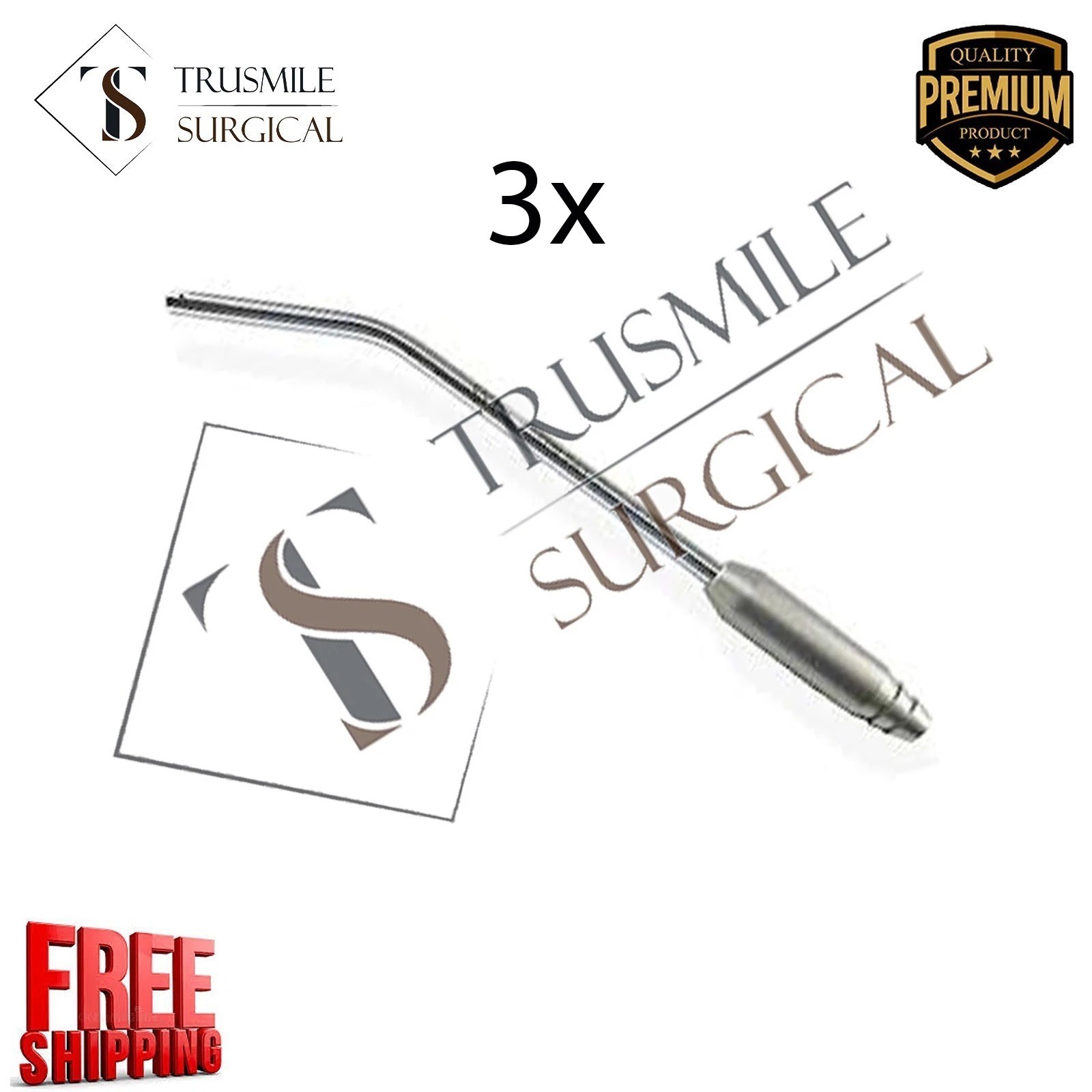 3 Pcs Elongated Dental Suction Tip 3mm, 16cm Stainless Steel Surgical Instrument