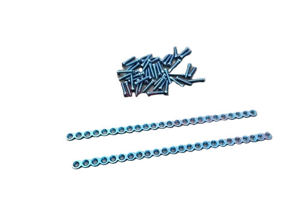 Veterinary 2.0mm Maxillofacial Straight Plate 24hole -2pc & 2.0mm Screw 50pc