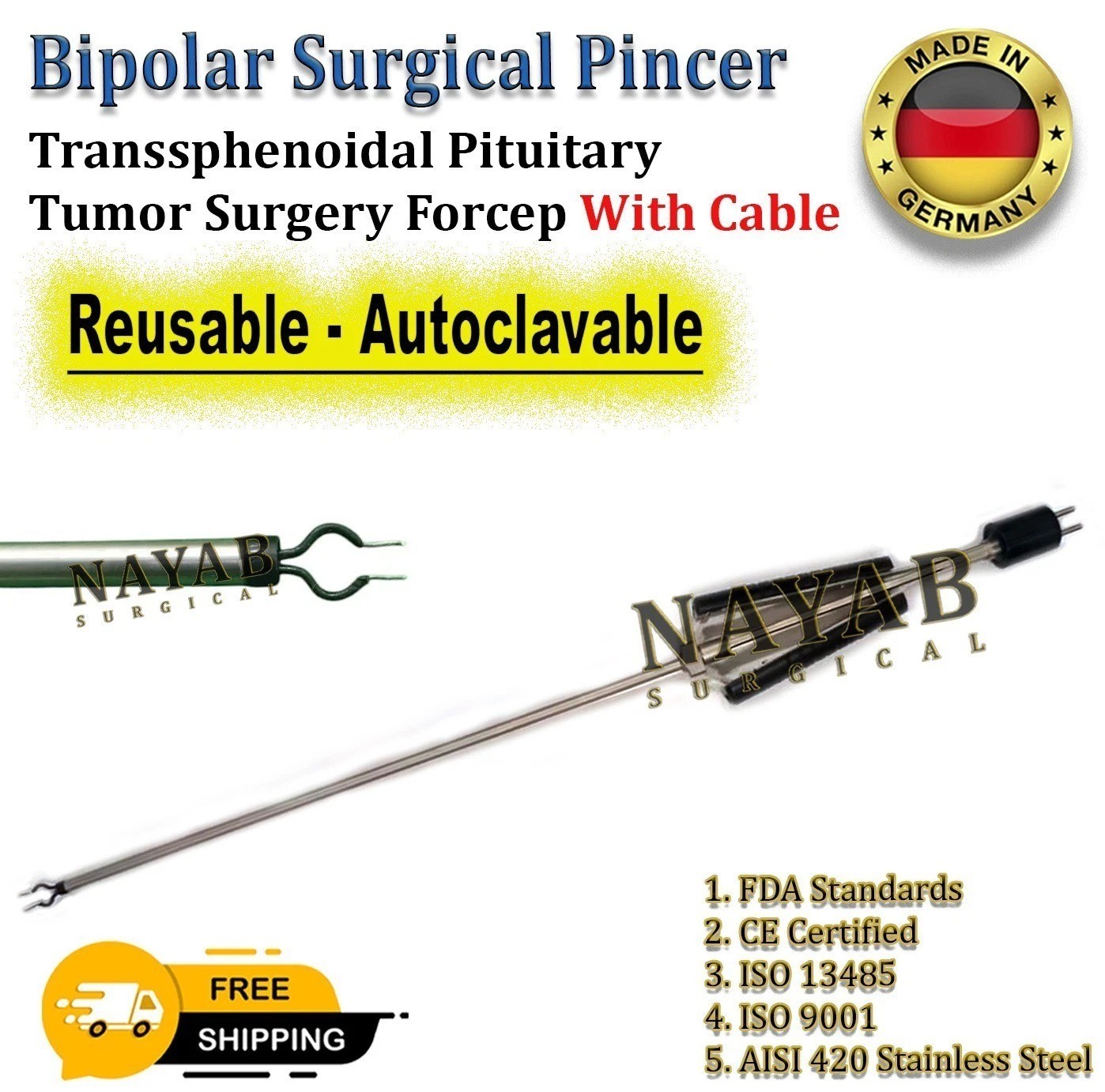 Bipolar Surgical Pincer – Transsphenoidal Pituitary Tumor Surgery Forcep & Cable