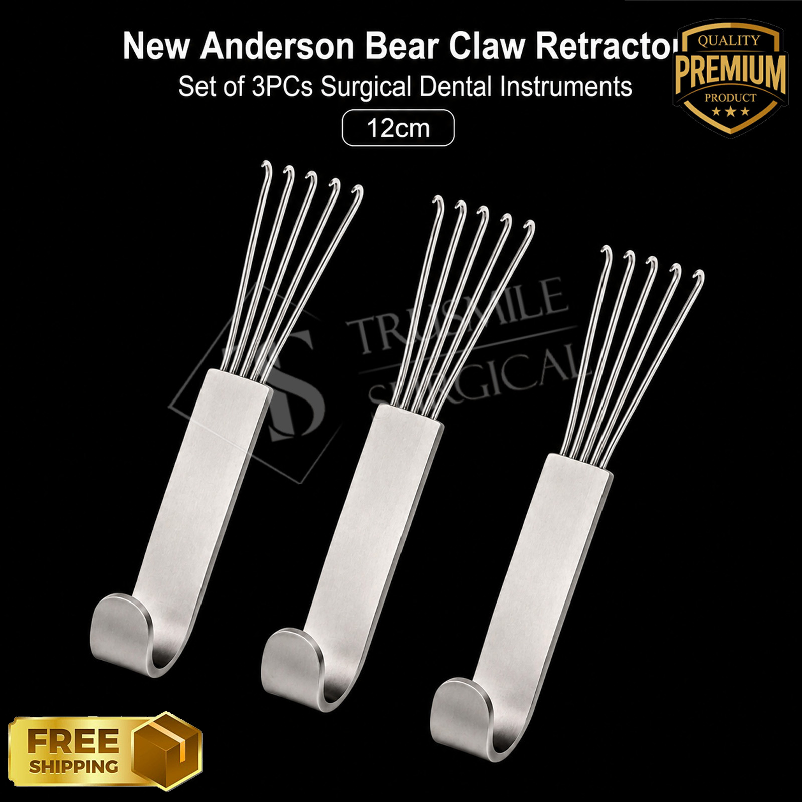 New Anderson Bear Claw Retractor Set of 3PCs Surgical Dental Instruments 12cm