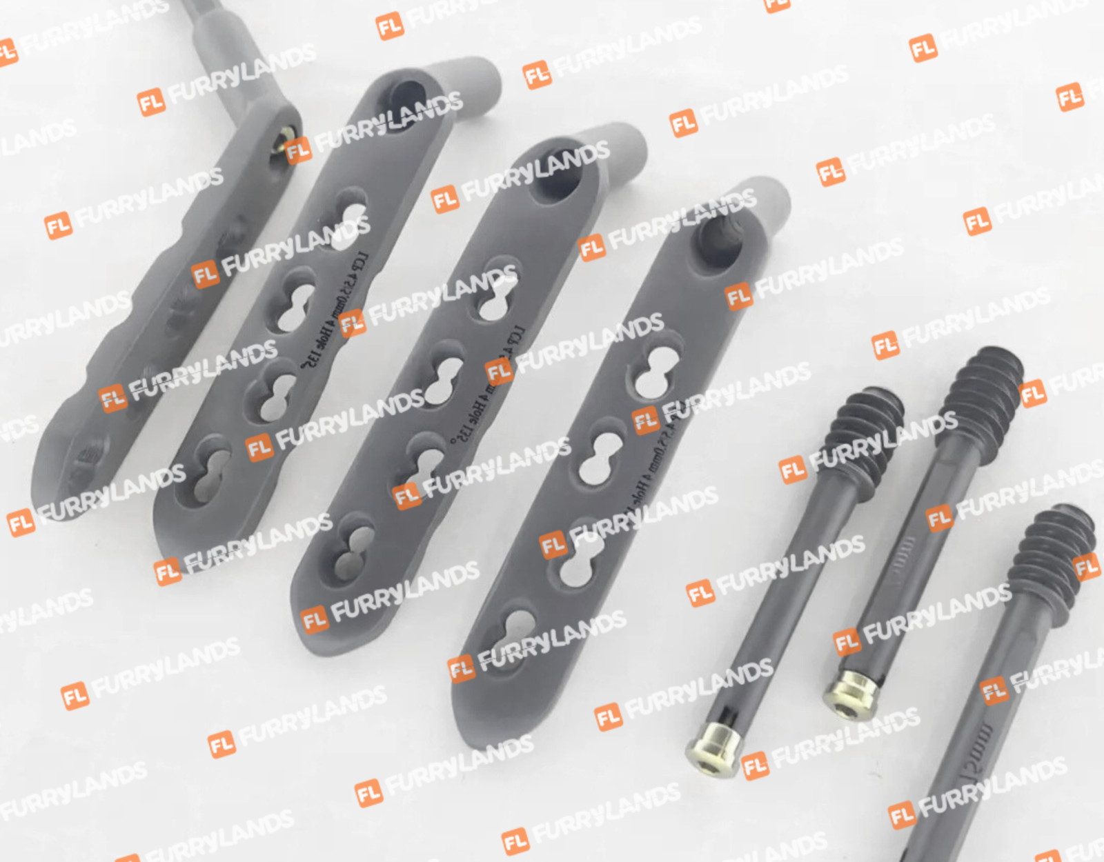 Locking Plate 4 Hole 4.5/5.0mm with Leg Screws 85–100mm 8 Pcs Ti