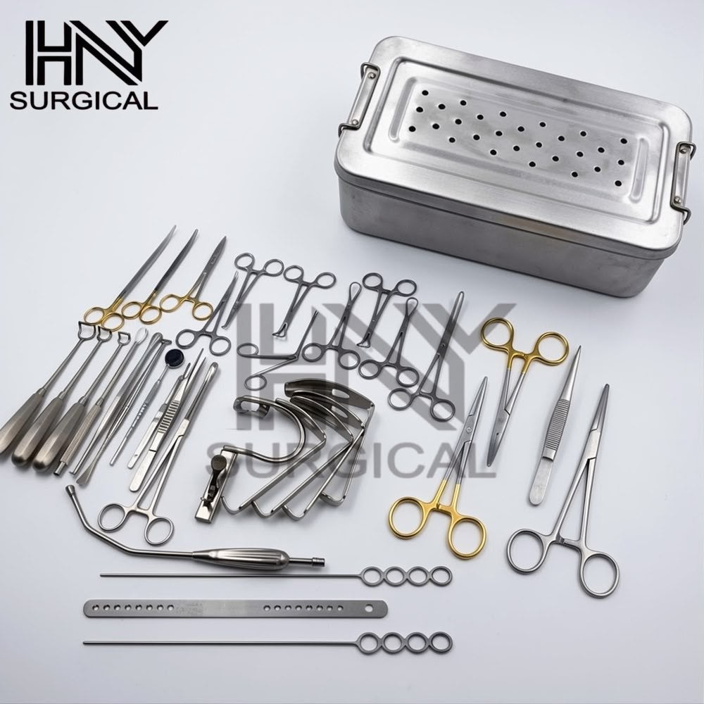 New Tonsillectomy and Adenoidectomy 30 pcs Set Surgical Instruments Kit with Box