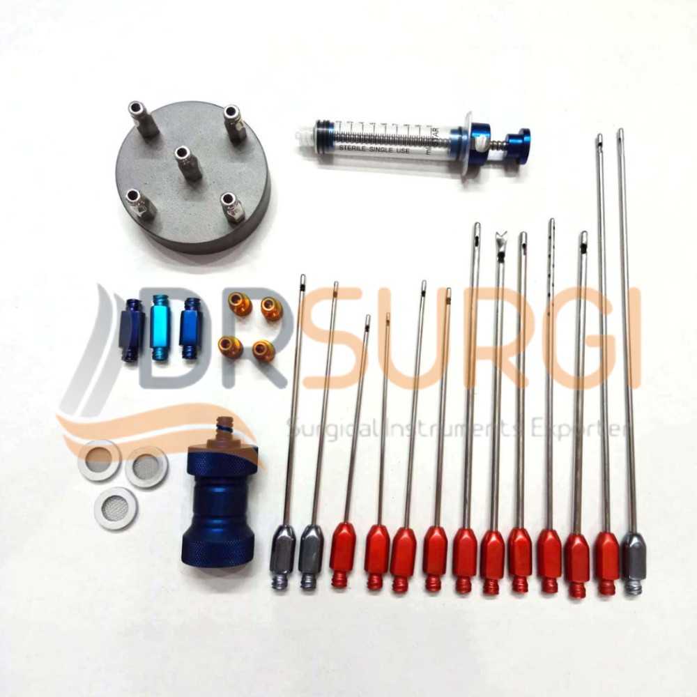 Liposuction luer lock cannula nano fat set 26 pcs cosmetic surgery instruments