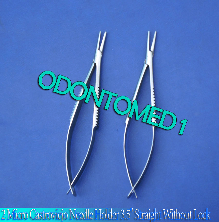 2 Micro Castroviejo Needle Holder 3.5″ Straight Without Lock Surgical Instrument