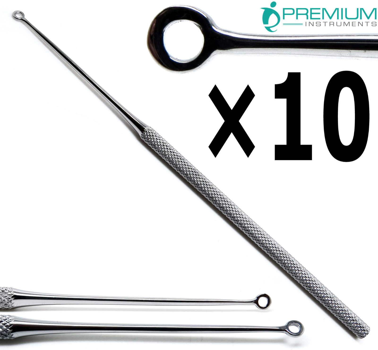 10× Buck Ear Blunt Curette #3 Surgical Straight 6.5″ ENT Premium Instruments