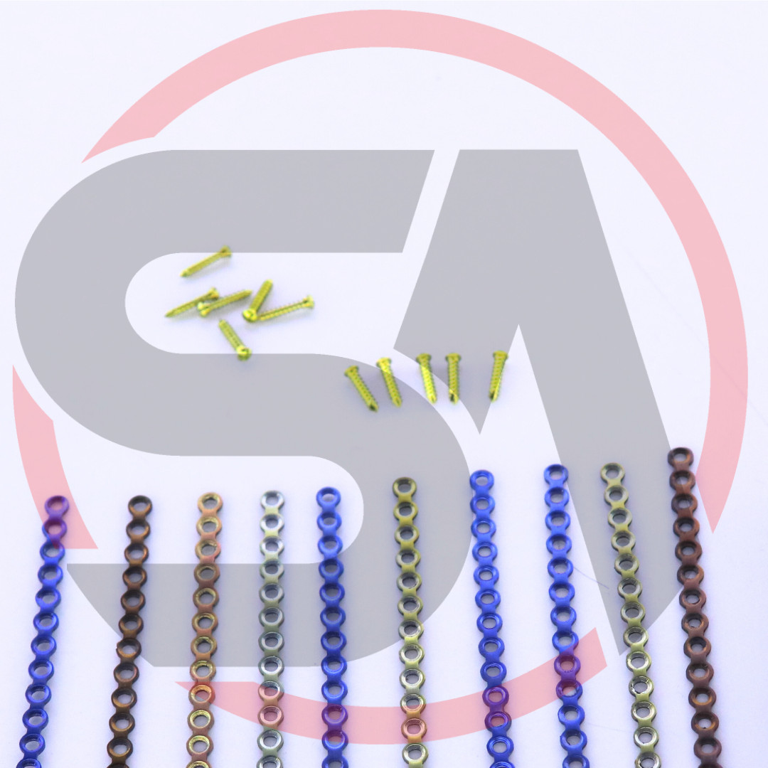 Maxillofacial 2.0mm Straight Plates 20 Holes with Crosshead Screws 91 Pcs Set Ti