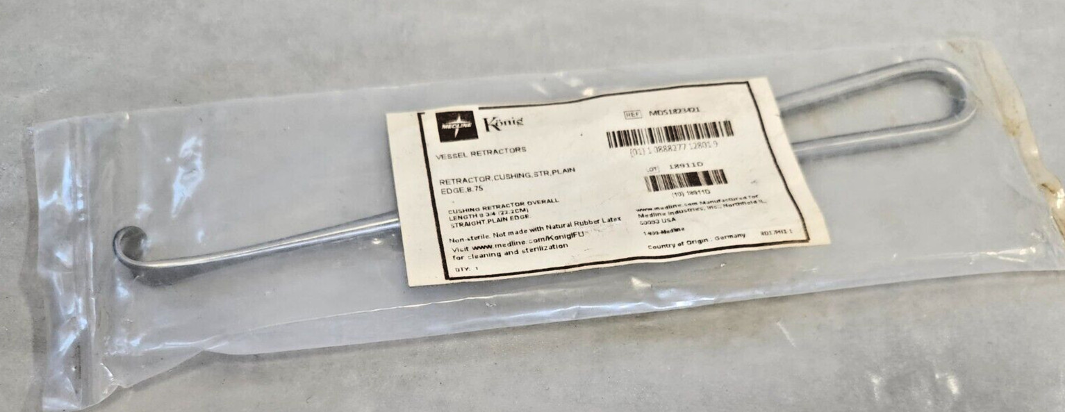 Medline, Konig Cushing Retractor, Straight, Plain, 8 3/4″ Long – NEW