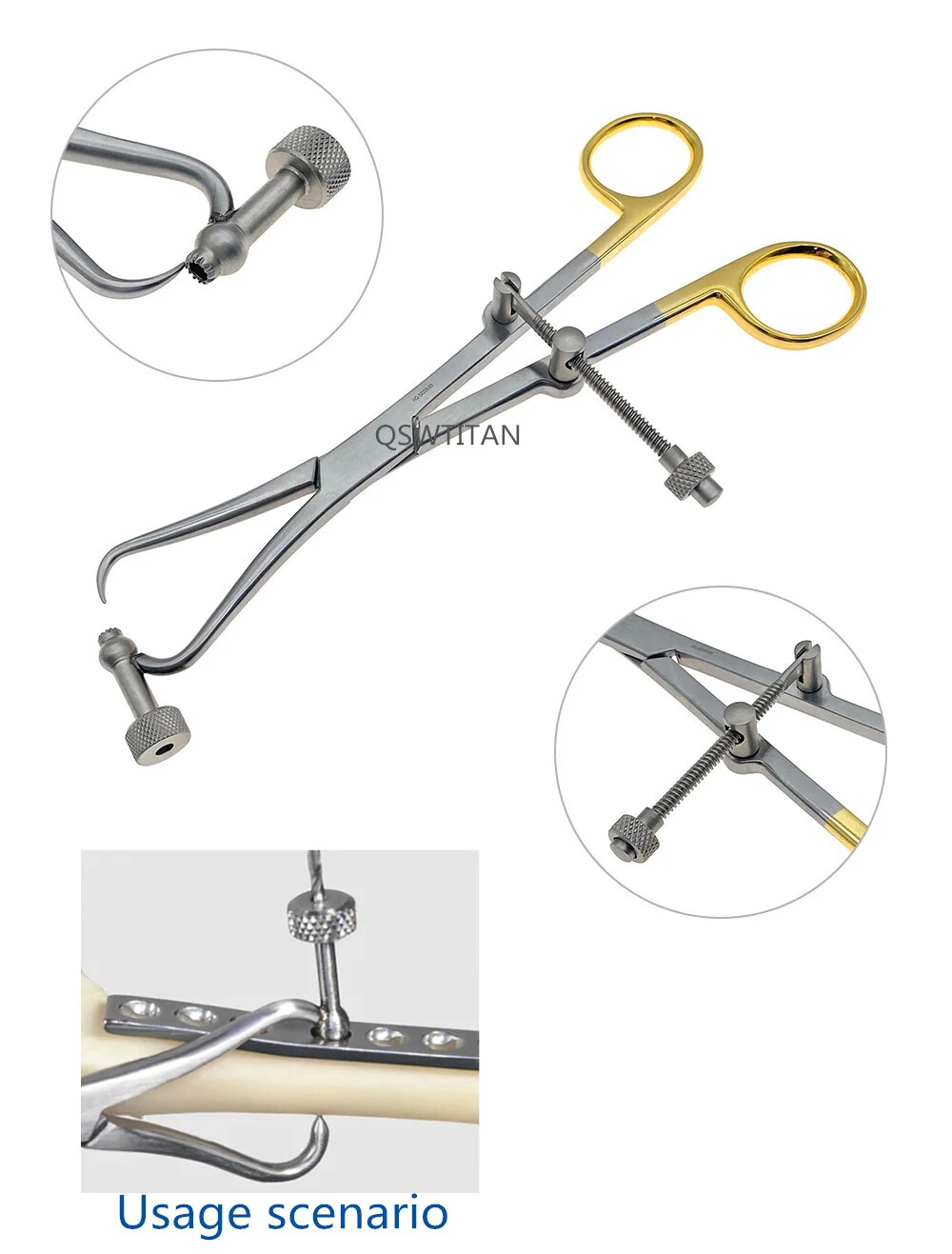 Orthopedic Bone Holding Forceps Bone Plate Holding Forceps with Drill Guide