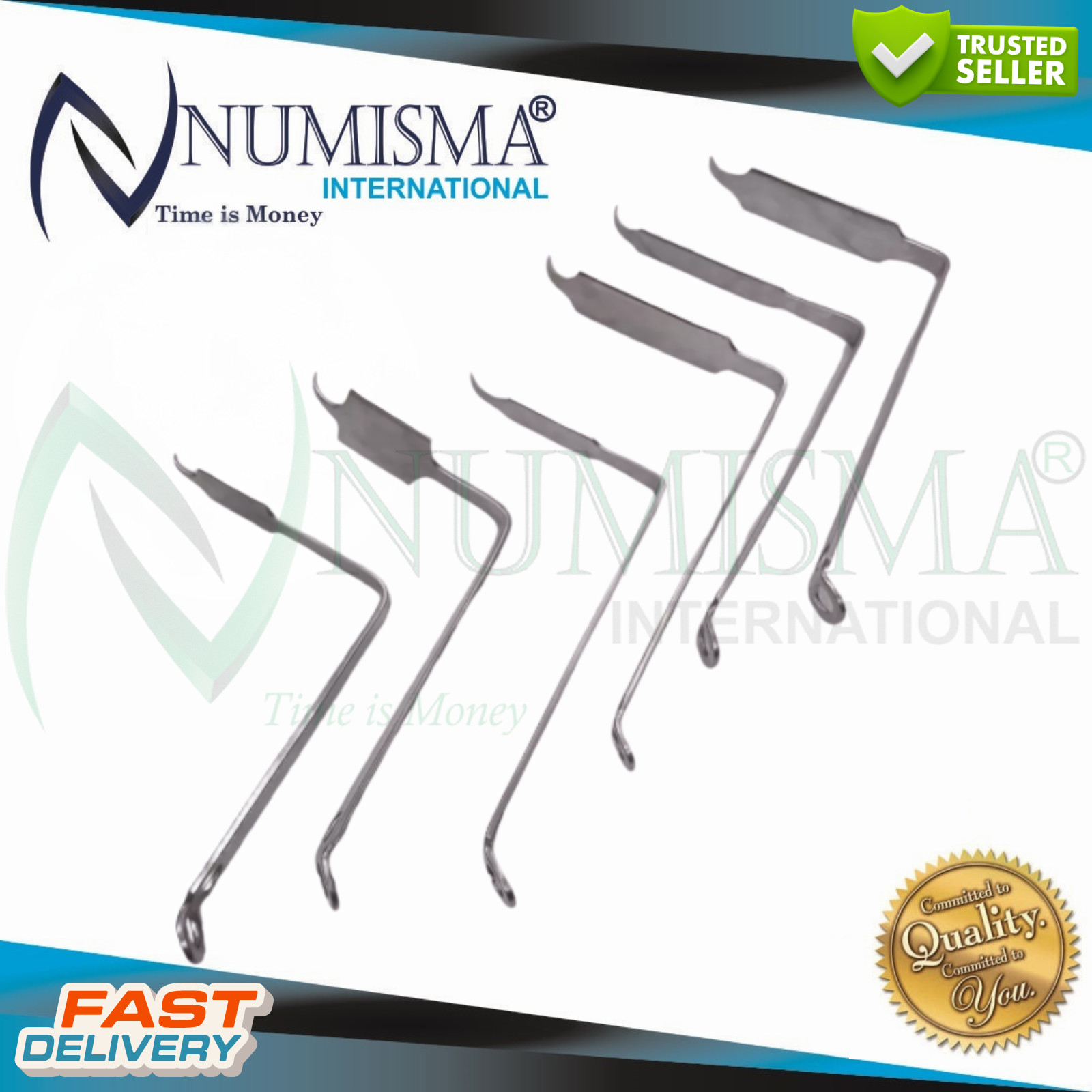 Hohmann Knee Retractors Bent Orthopedic Surgical Instruments Set of 6 Pieces CE