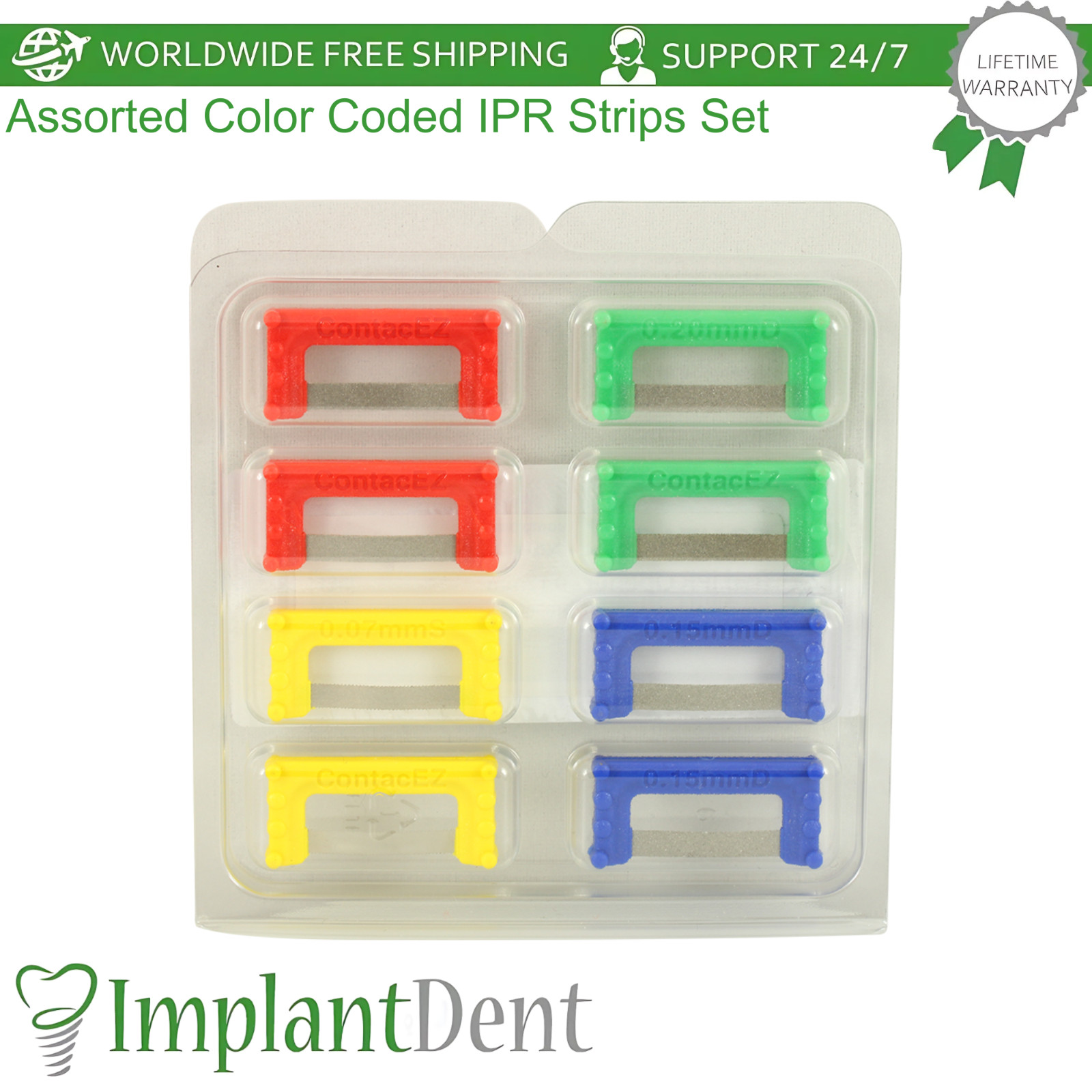 Dental IPR Strips Set Assorted Color Coded 8pcs InterproximaI Reduction Tool